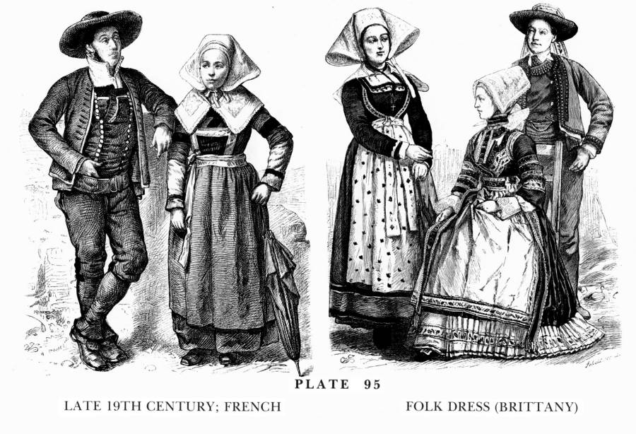 Planche 95a - fin du XIXe s. - costumes traditionnels - France Angleterre.jpg